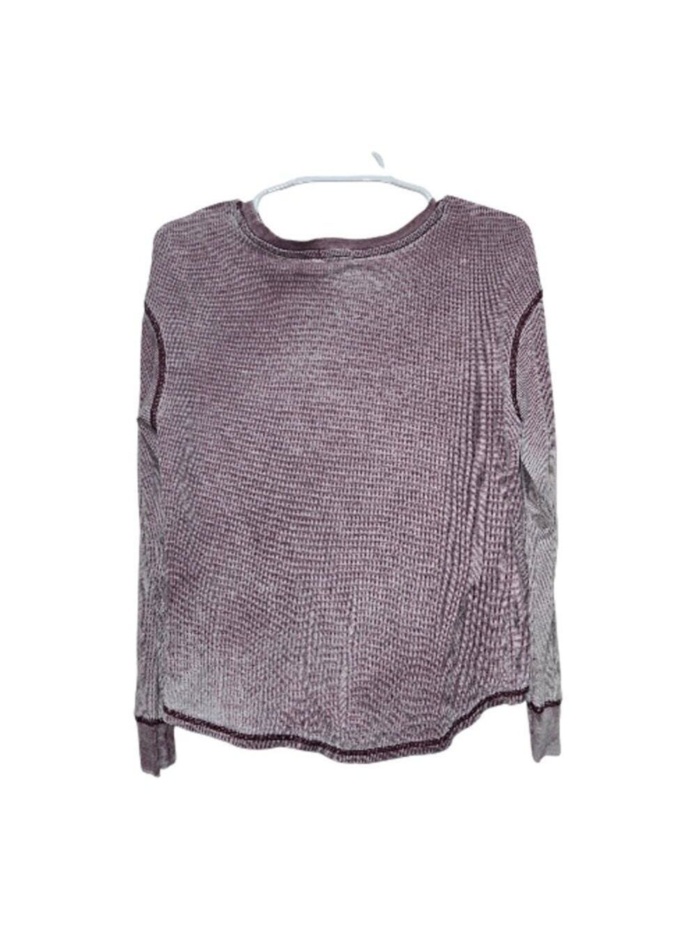 Maurices Waffle Knit Graphic Top Medium Mauve Thermal - Picture 2 of 13